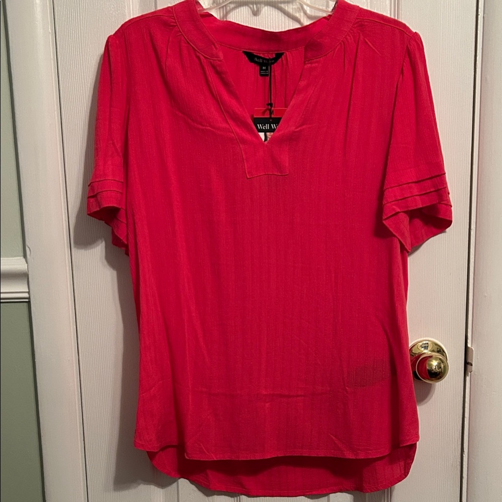 Women's Bright Pink/Coral Blouse by Well Worn.  NWT